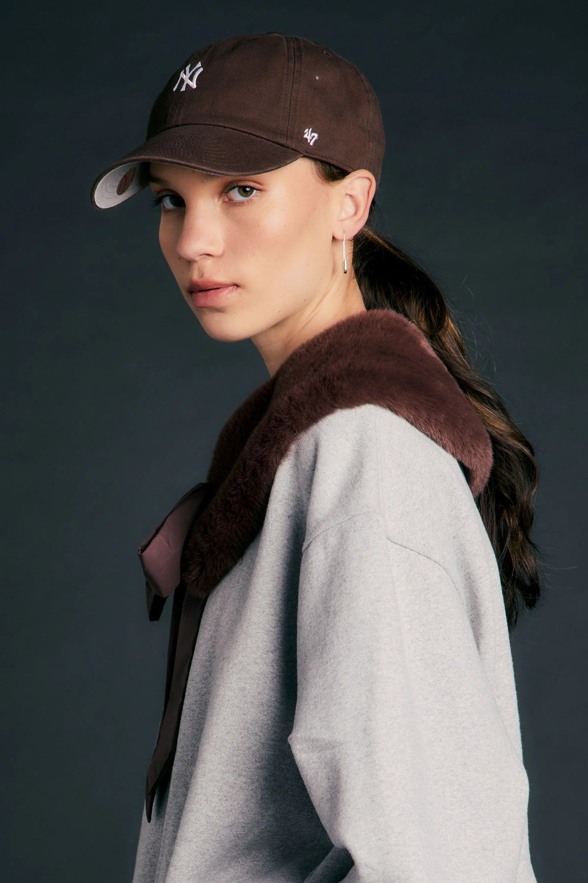 KAREN WALKER RUNAWAY COLLAR MOCHA FLUFFY TIE ATTACHABLE COLLAR