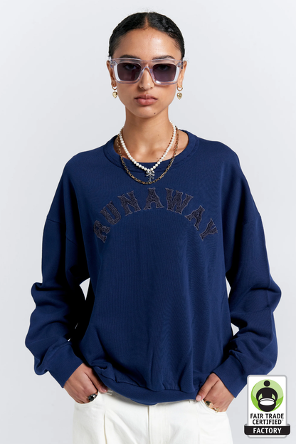 RUNAWAY COLLEGE ORGANIC COTTON CREWNECK SWEATSHIRT
