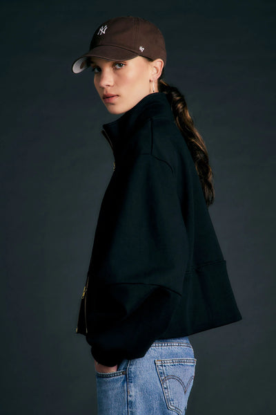 KAREN WALKER RUNAWAY ZIP FRONT SWEATSHIRT BLACK JUMPER