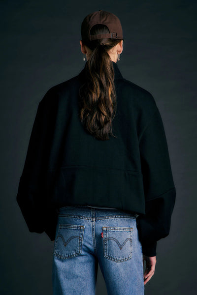 KAREN WALKER RUNAWAY ZIP FRONT SWEATSHIRT BLACK JUMPER