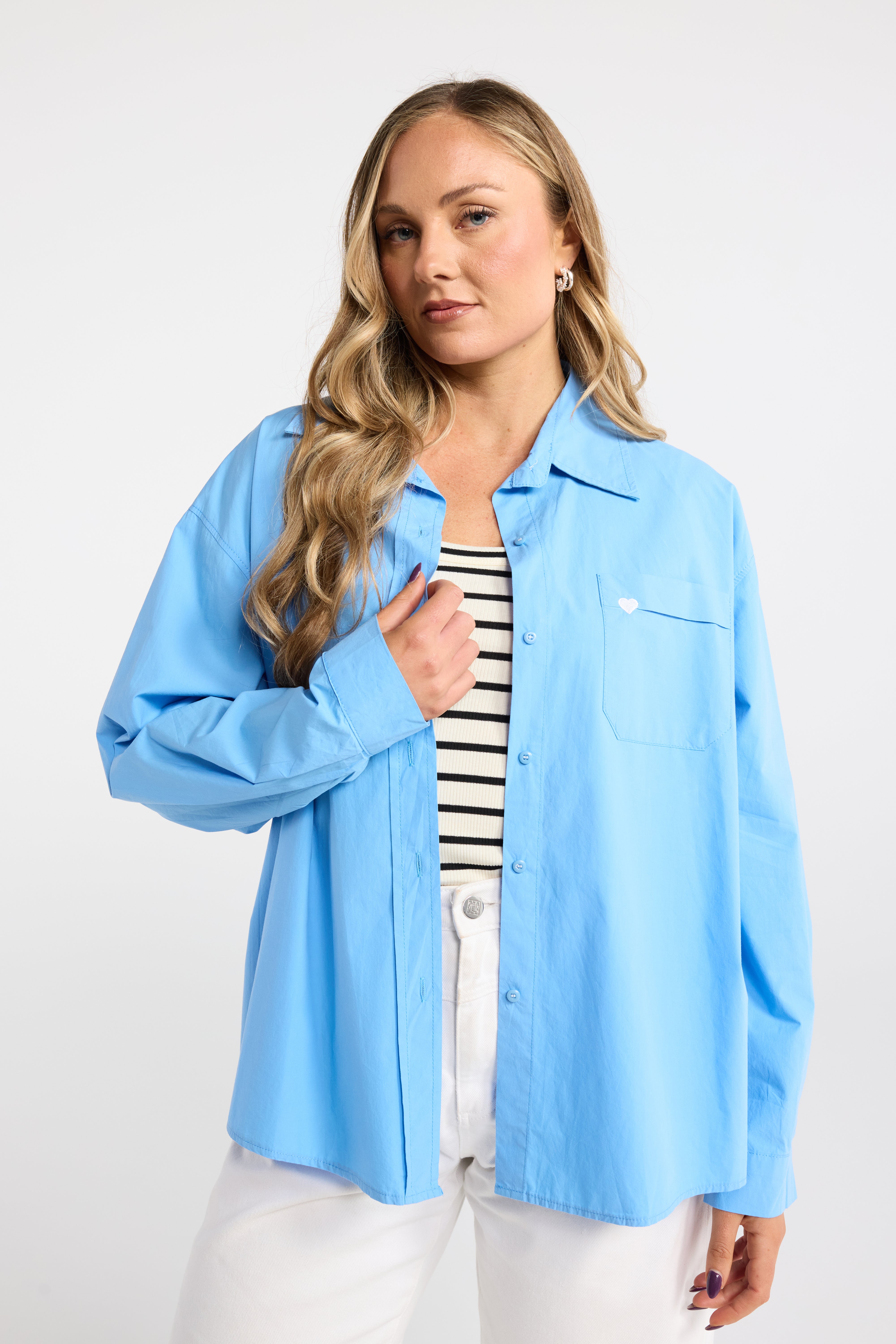 INK SENTIMENT SHIRT BLUE PALE BLUE SHIRT COTTON SHIRT BUTTON UP SHIRT SUMMER SHIRT HEART POCKET LONG SLEEVE SHIRT 