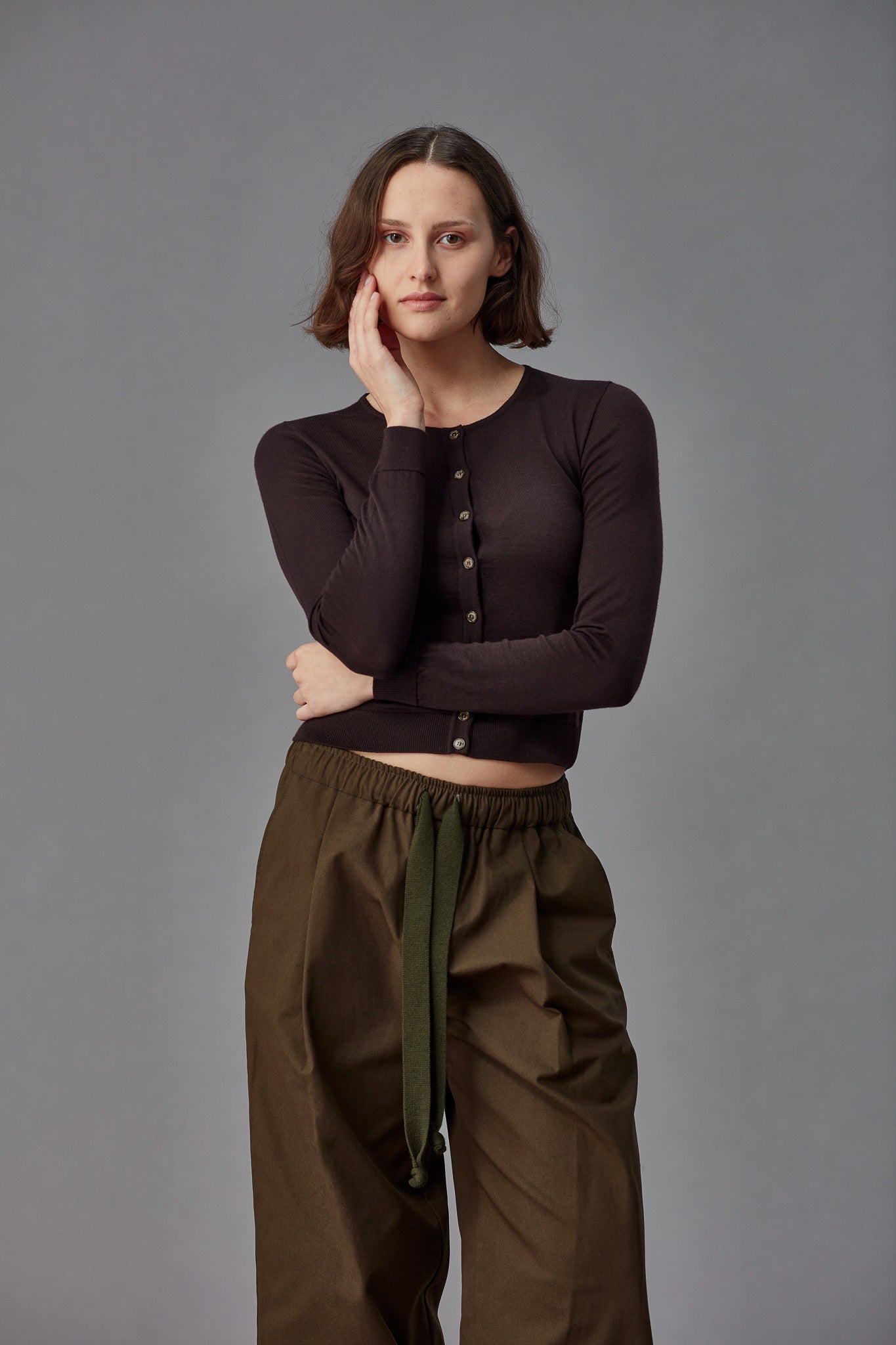 MERINO CROP CREW CARDI