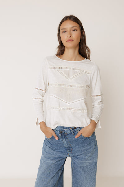 INDI AND COLD ROMANTIC COMBINATION TEE WHITE COTTON