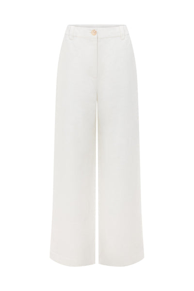 ZOE KRATSMANN EDIT PANT LONG WHITE LINEN PANT WITH WIDE LEG