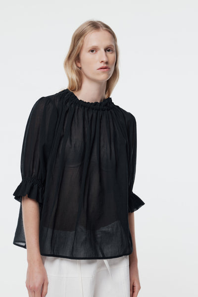GREGORY PEDDLE TOP BLACK BLOUSE COTTON