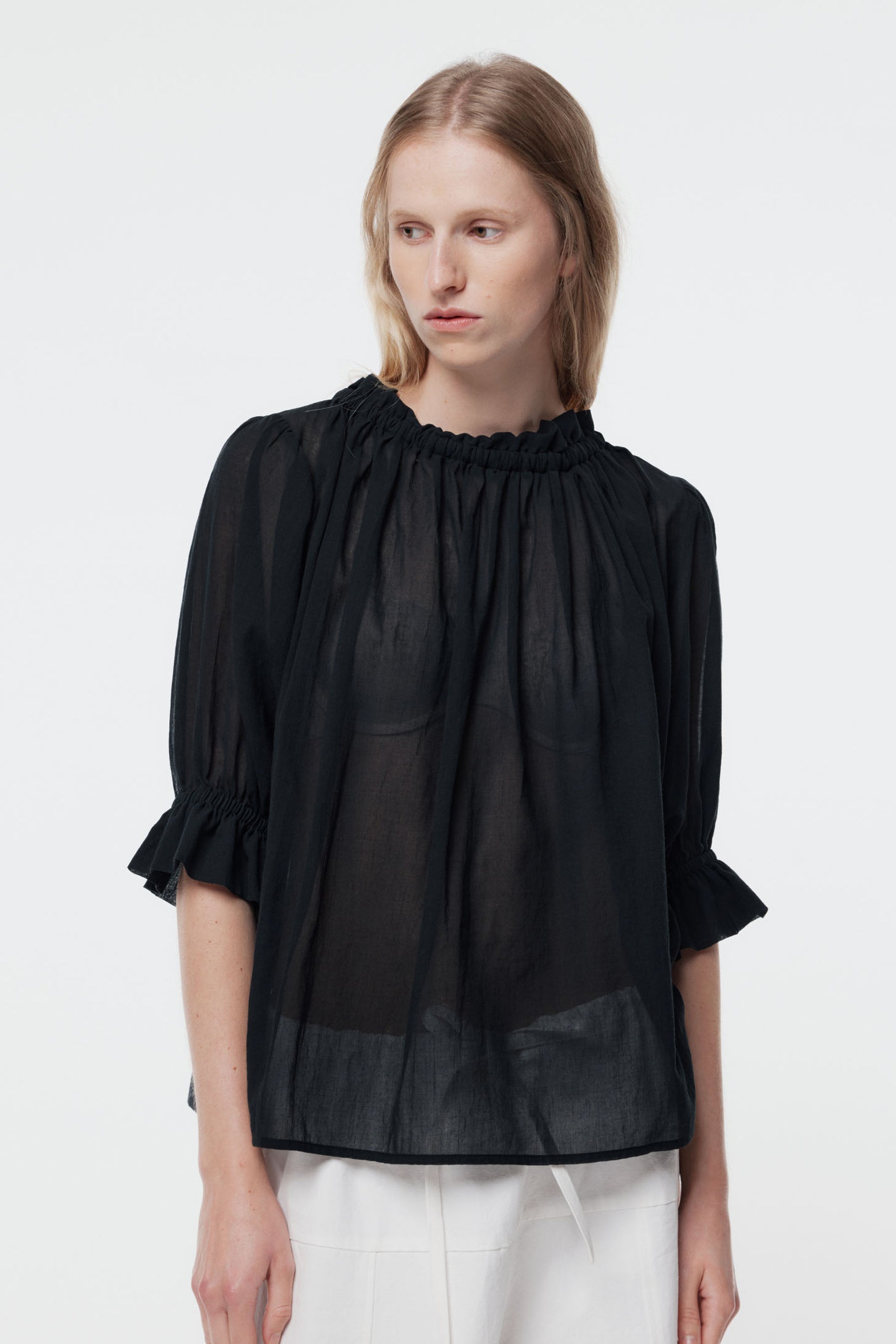GREGORY PEDDLE TOP BLACK BLOUSE COTTON