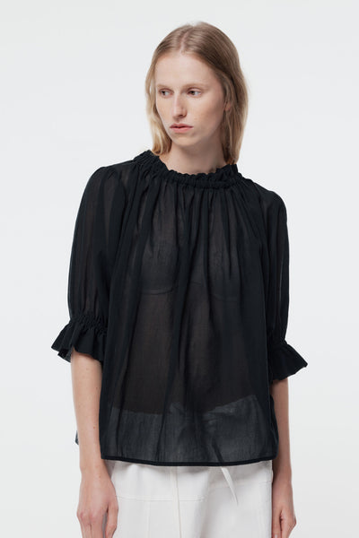 GREGORY PEDDLE TOP BLACK BLOUSE COTTON