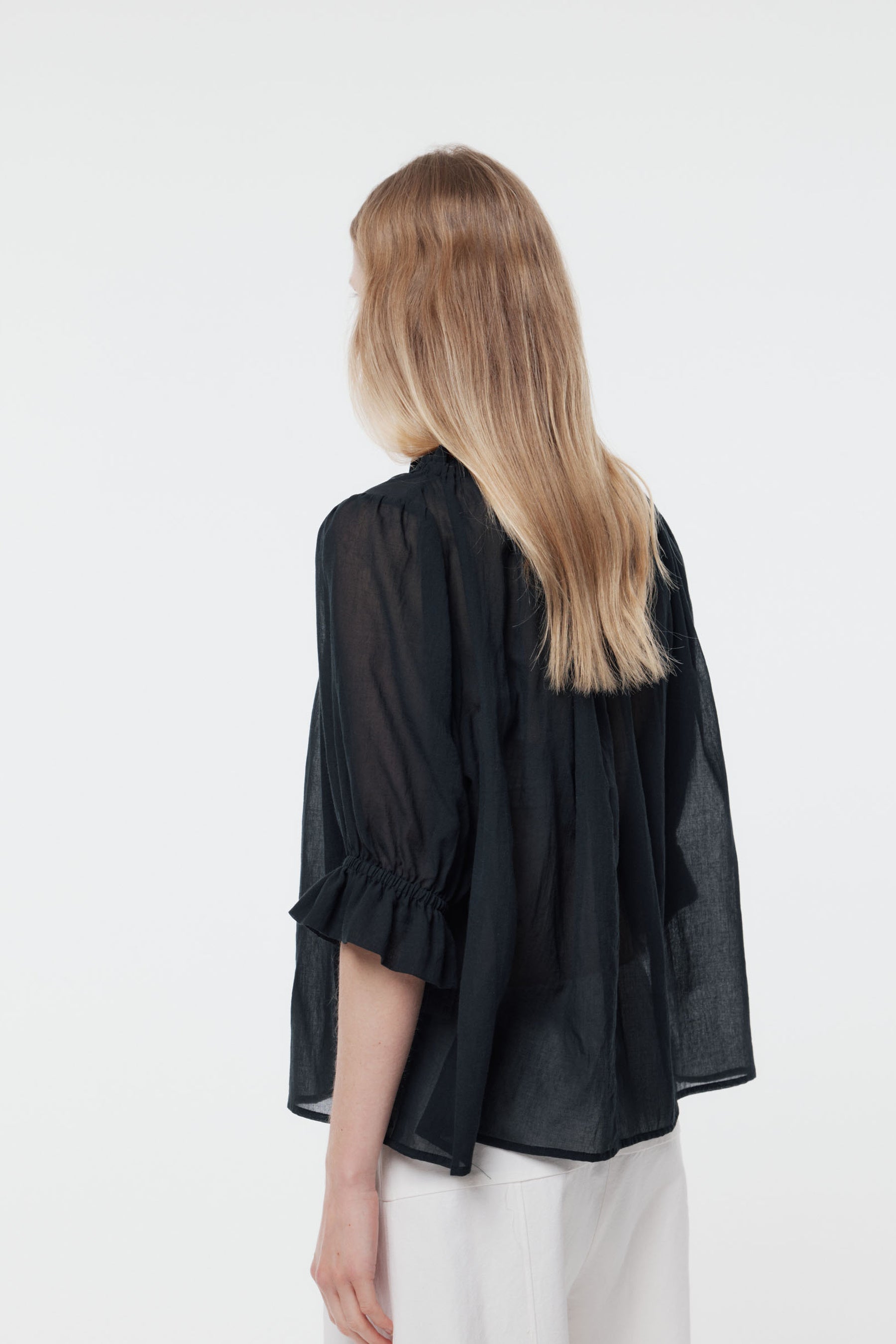 GREGORY PEDDLE TOP BLACK BLOUSE COTTON