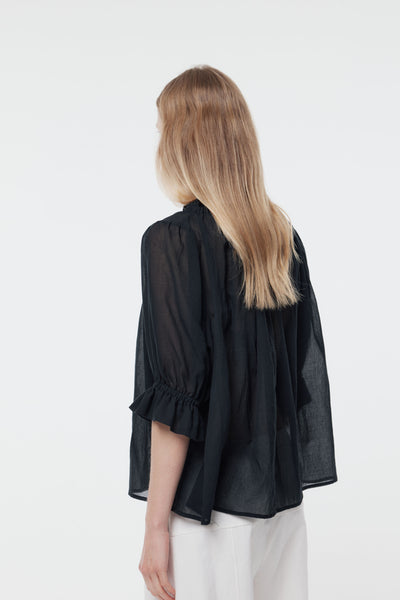 GREGORY PEDDLE TOP BLACK BLOUSE COTTON