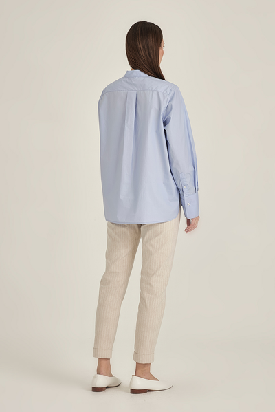 SILLS STRIPED HEPBURN SAND STRIPE STRETCH TROUSER VISCOSE LINEN ELASTANE PANT