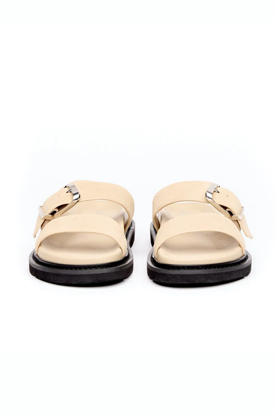 HAEL AND JAX SURGE SANDAL LEATHER STONE IVORY SLIDE