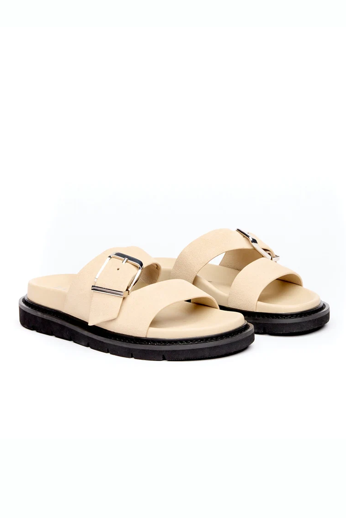 HAEL AND JAX SURGE SANDAL LEATHER STONE IVORY SLIDE