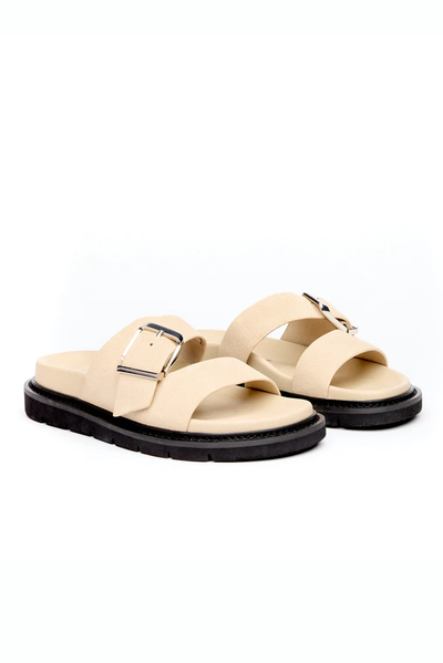 HAEL AND JAX SURGE SANDAL LEATHER STONE IVORY SLIDE