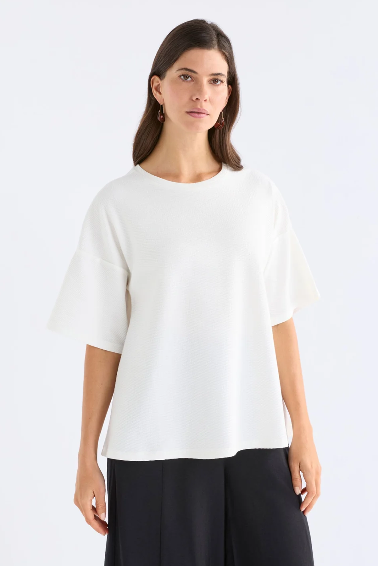 ELK SANNA TEE COTTON TOP BLACK WHITE 