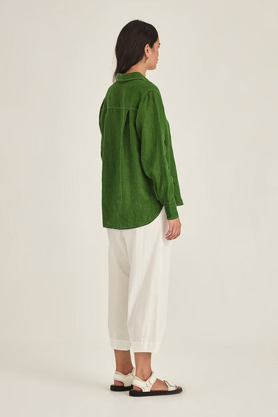 SILLS EDIE PANT COTTON PANT CROPPED LENGTH WITH PLEATS ALONG THE WAISTBAND AND A DRAWSTRING IN WHITE, OLIVE OR NAVY
