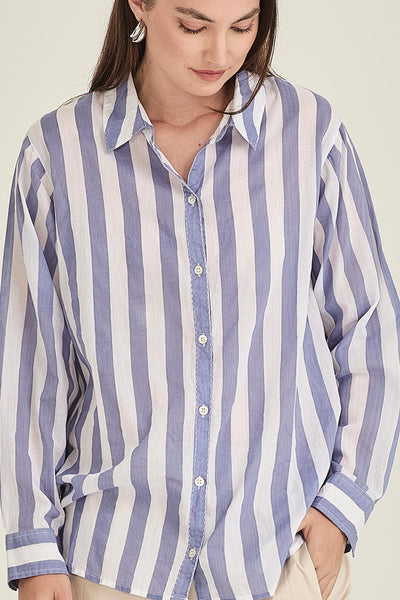SILLS POSITANO BLUE & WHITE STRIPE SHIRT