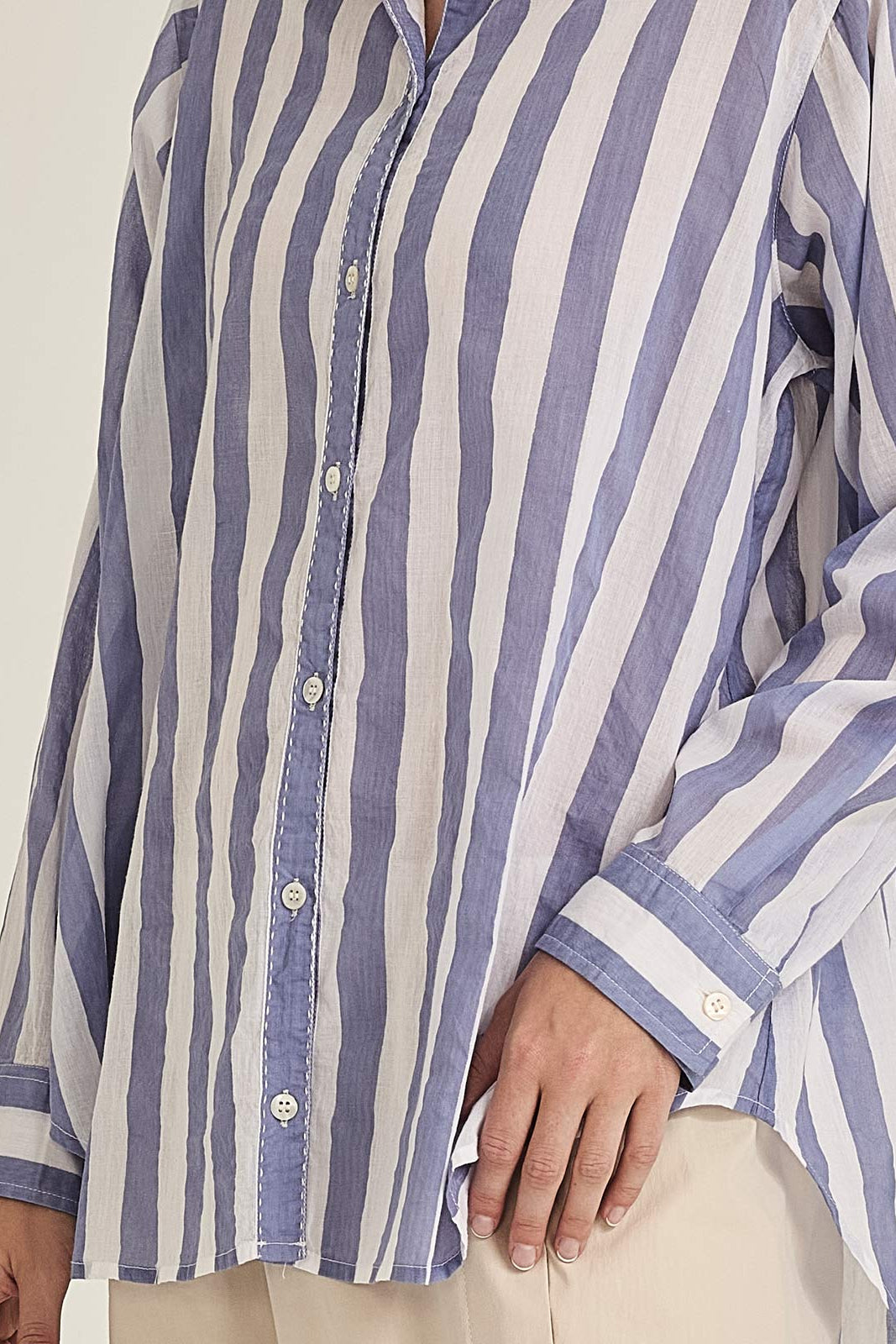 SILLS POSITANO BLUE & WHITE STRIPE SHIRT