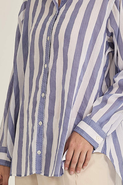 SILLS POSITANO BLUE & WHITE STRIPE SHIRT