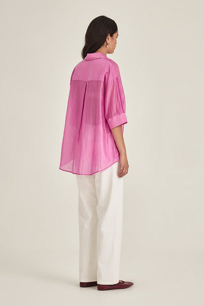SILLS MILLIE BUTTON DOWN BLOUSE FUSCHIA