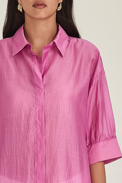 SILLS MILLIE BUTTON DOWN BLOUSE FUSCHIA