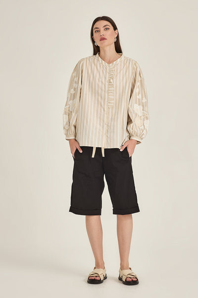 SILLS MACY SHORTS BLACK WITH CREAM DRAWSTRING