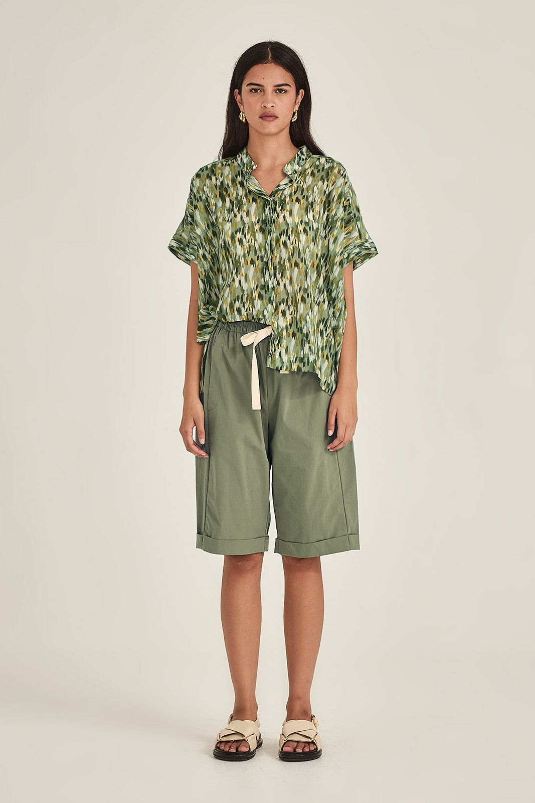 SILLS MACY SHORTS KHAKI WITH CREAM DRAWSTRING