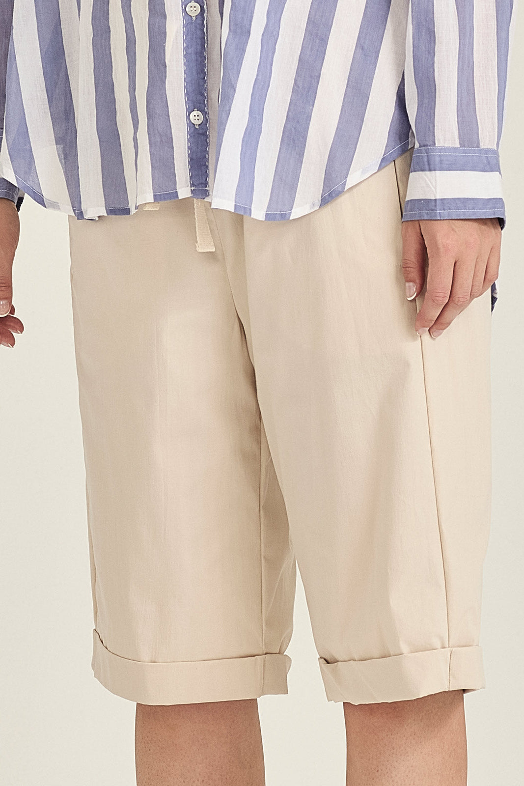 SILLS MACY SHORTS STONE WITH CREAM DRAWSTRING