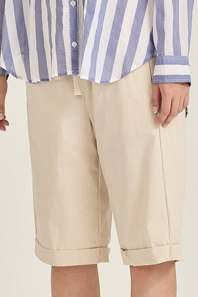 SILLS MACY SHORTS STONE WITH CREAM DRAWSTRING