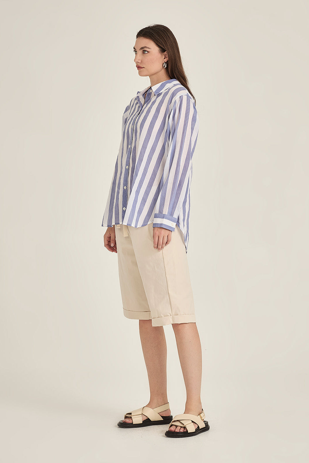 SILLS MACY SHORTS STONE WITH CREAM DRAWSTRING
