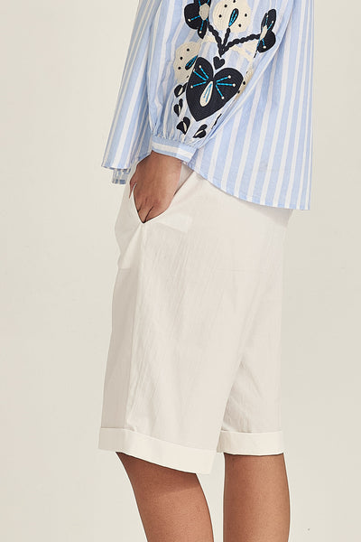 SILLS MACY SHORTS WHITE WITH CREAM DRAWSTRING