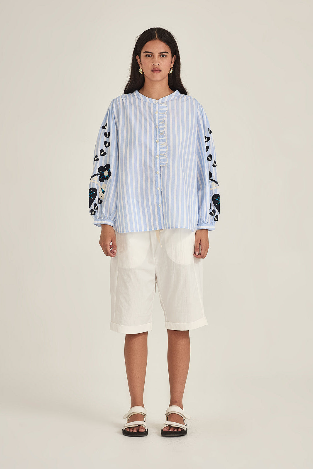SILLS MACY SHORTS WHITE WITH CREAM DRAWSTRING
