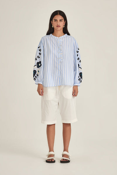SILLS MACY SHORTS WHITE WITH CREAM DRAWSTRING