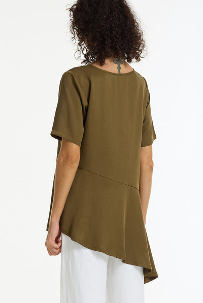 BLAK SOFT REBELLION  ASYMMETRIC TOP KAHKI 