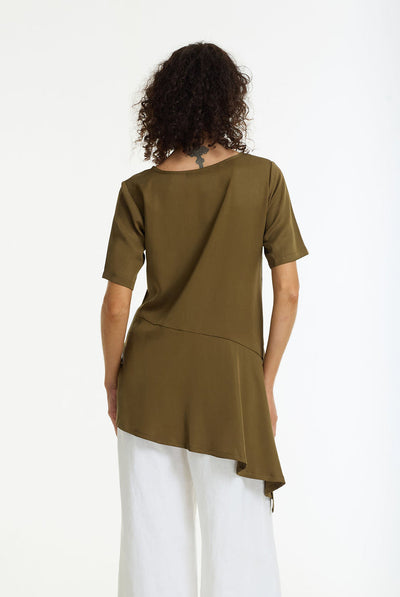 BLAK SOFT REBELLION  ASYMMETRIC TOP KAHKI 