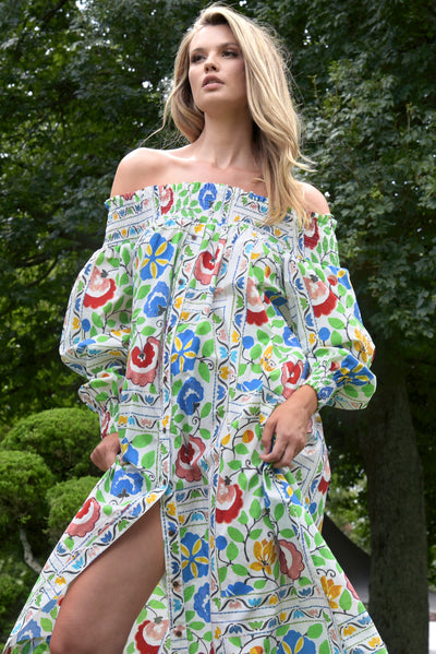 SHIRRED OF MOUTH DRESS