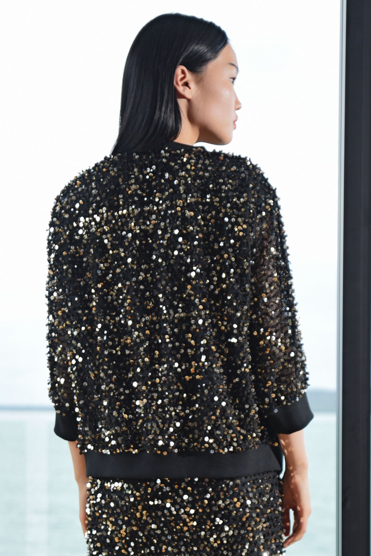 TRELISE COOPER DISCO DIVA JACKET BLACK GOLD POLYESTER SEQUIN 