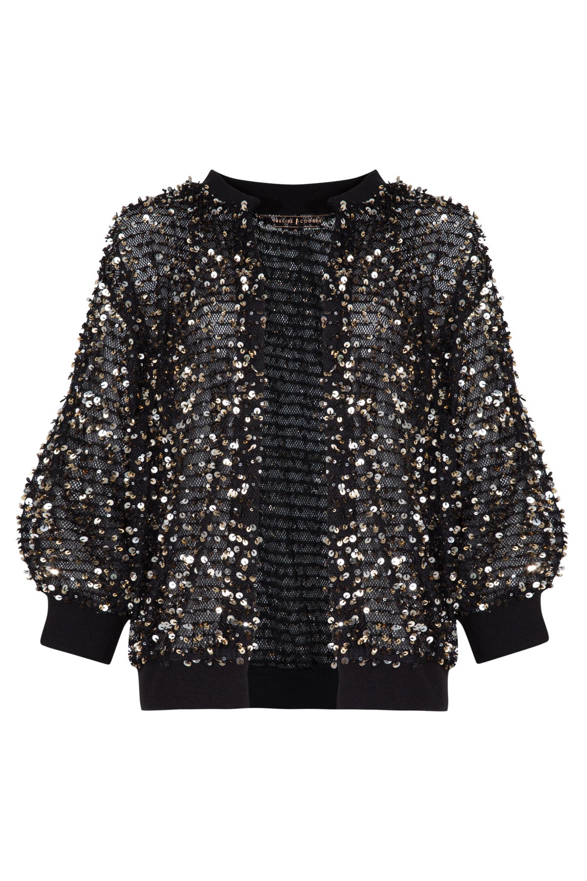TRELISE COOPER DISCO DIVA JACKET BLACK GOLD POLYESTER SEQUIN 