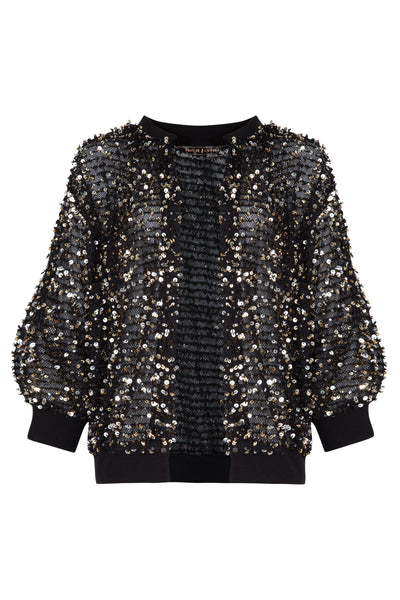 TRELISE COOPER DISCO DIVA JACKET BLACK GOLD POLYESTER SEQUIN 