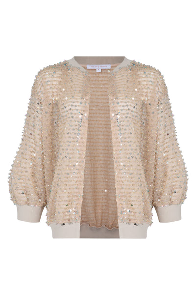 TRELISE COOPER DISCO DIVA JACKET POLYESTER SEQUIN VINTAGE NATURAL SILVER 
