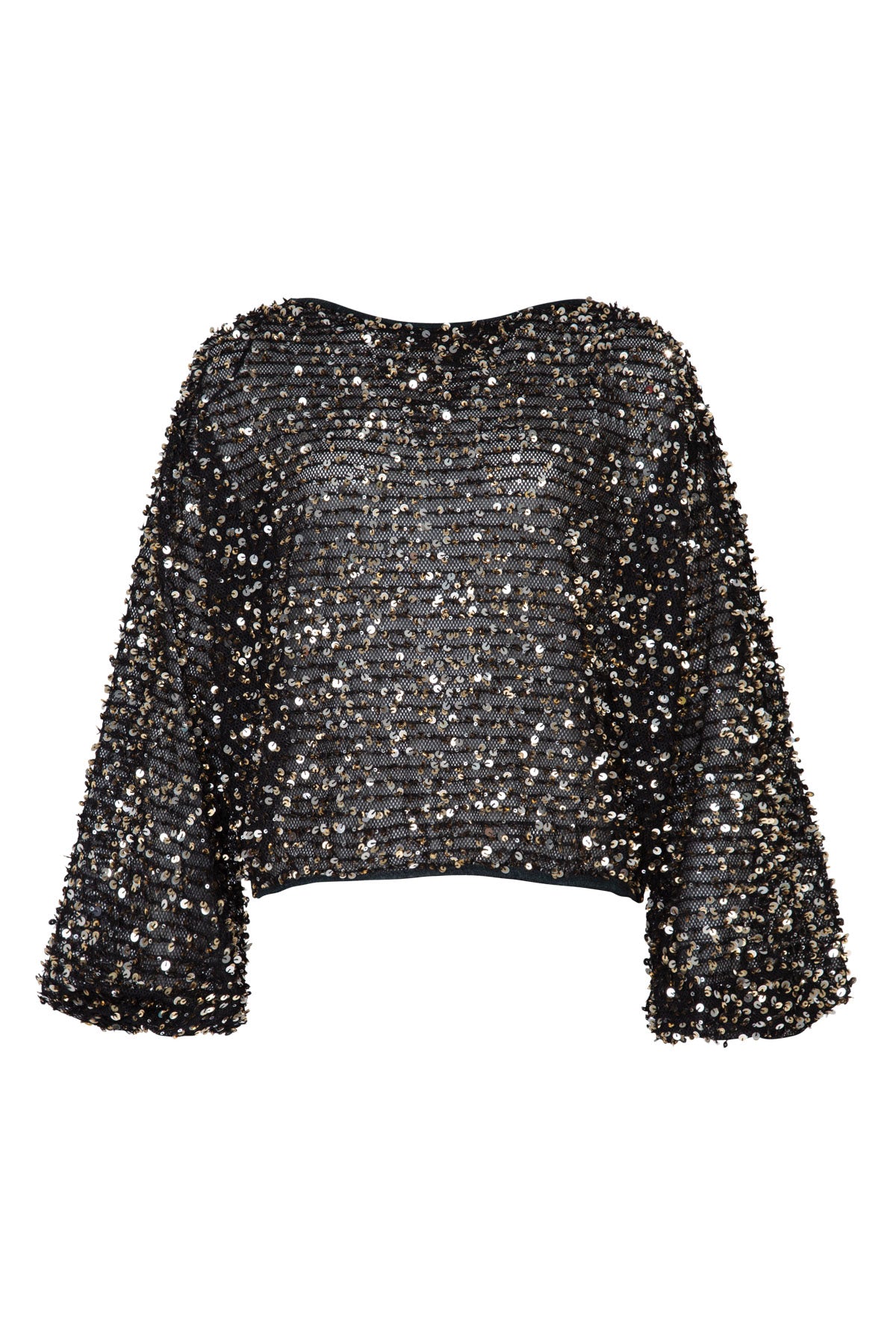 TRELISE COOPER SHIMMY AND SHINE TOP POLYESTER BLACK GOLD SEQUIN