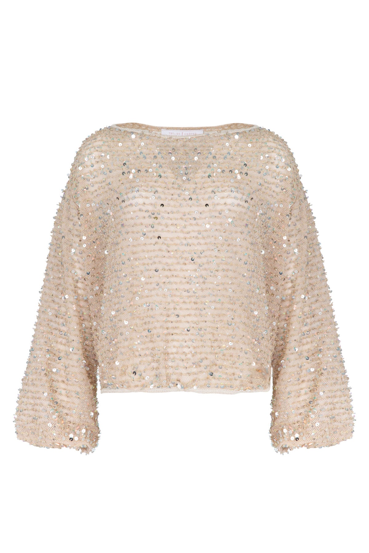 TRELISE COOPER SHIMMY AND SHINE TOP NATURAL POLYESTER SEQUIN SILVER