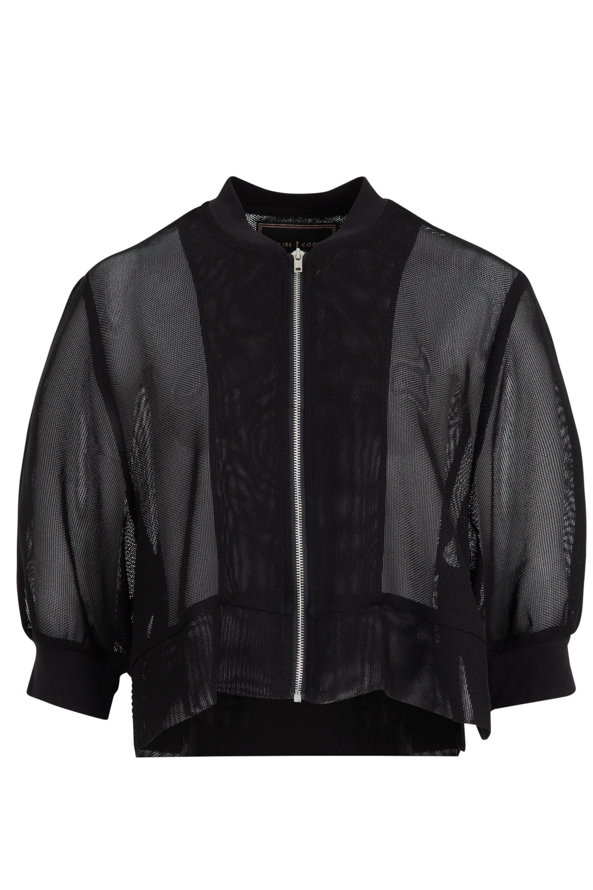 TRELISE COOPER CROP DEAD GORGEOUS JACKET BLACK WHITE JACKET SHEER LAYER ACETATE POLYESTER ARM COVER