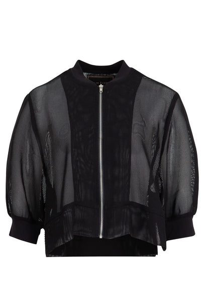 TRELISE COOPER CROP DEAD GORGEOUS JACKET BLACK WHITE JACKET SHEER LAYER ACETATE POLYESTER ARM COVER