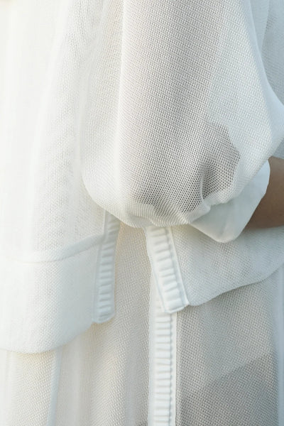 TRELISE COOPER CROP DEAD GORGEOUS JACKET BLACK WHITE JACKET SHEER LAYER ACETATE POLYESTER ARM COVER
