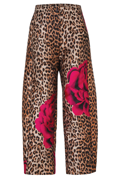 TRELISE COOPER STAND OUT TROUSER LEOPARD PRINT ANIMAL FLORAL PANT POLYESTER