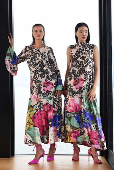 TRELISE COOPER BOW STOPPER DRESS VISCOSE POLYESTER FLORAL MAXI OCCASION DRESS NATURAL PINK