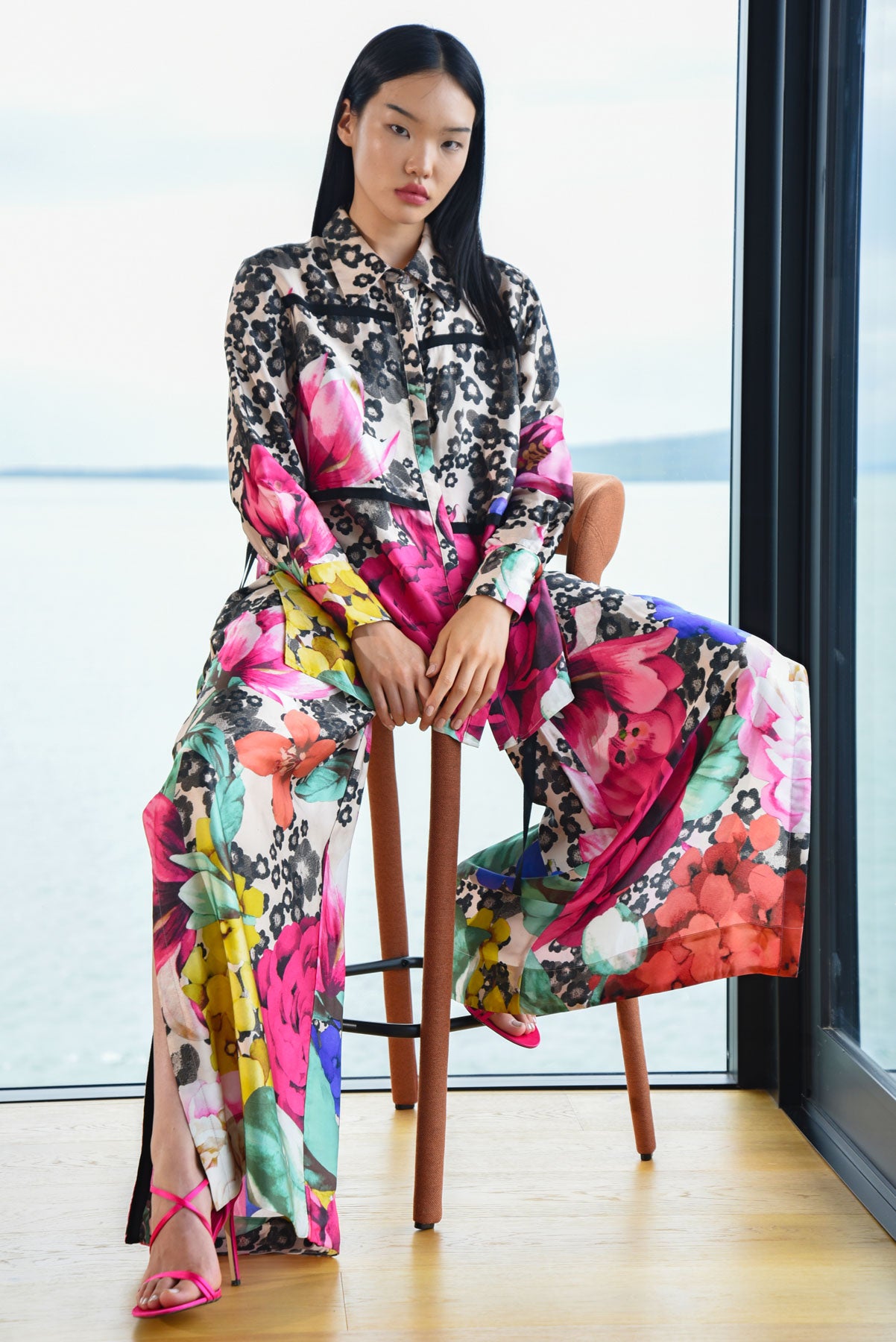 TRELSIE COOPER QUICK STEP TROUSSER VISCOSE PANT FLORAL NATURAL PINK
