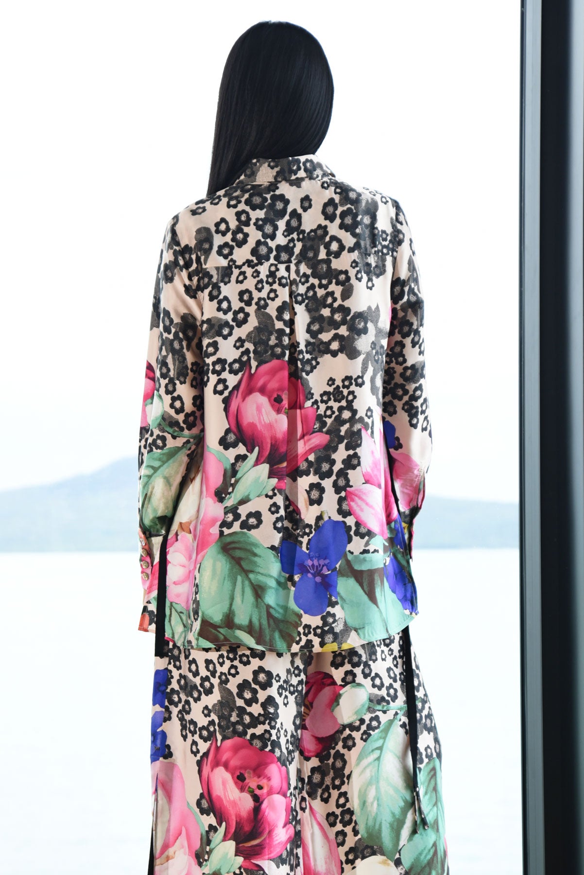 TRELISE COOPER SHEER AS DAY SHIRT VISCOSE BLOUSE FLORAL PINK NATURAL