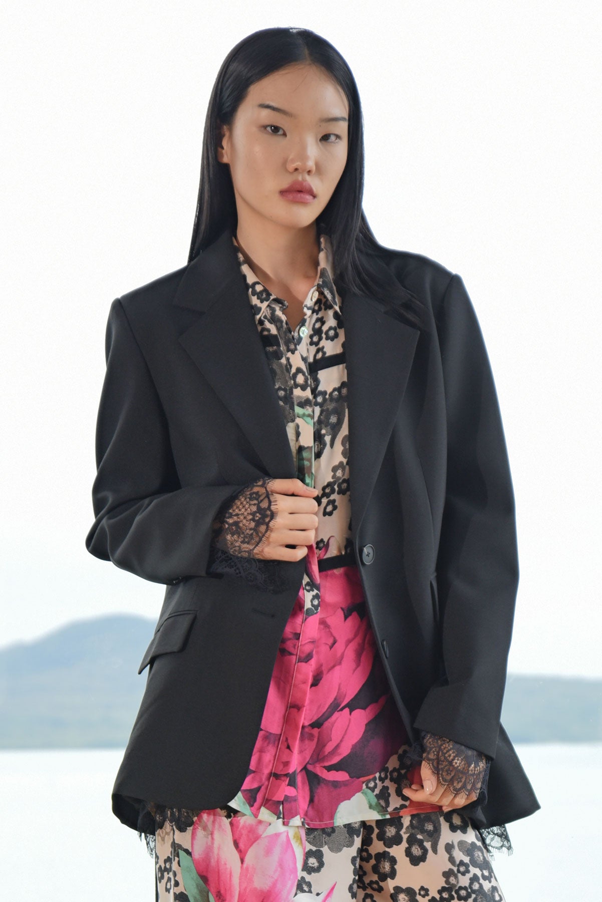 TRELISE COOPER HOT ON THE LACE JACKET POLYESTER SPANDEX BLACK LACE BLAZER