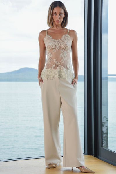 TRELISE COOPER SWEET WALKER TROUSER POLYESTER RAYON SPANDEX OYSTER NATURAL 